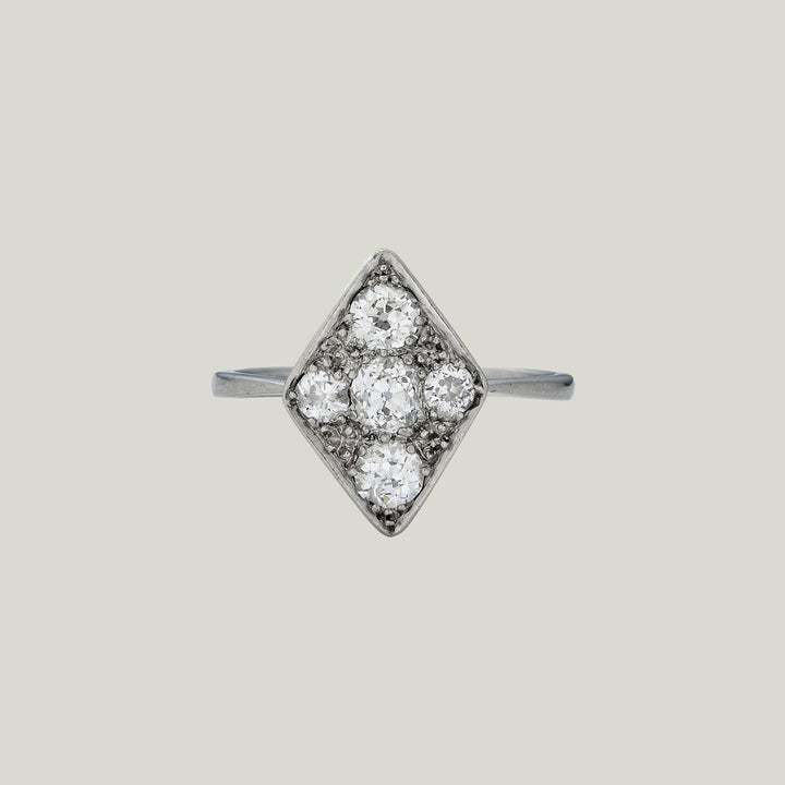 Platinum French Art Deco Diamond Ring