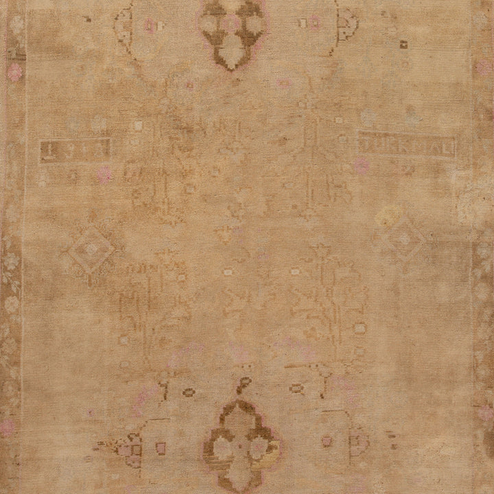 Beige Vintage Traditional Wool Rug - 6'7" x 15'9"