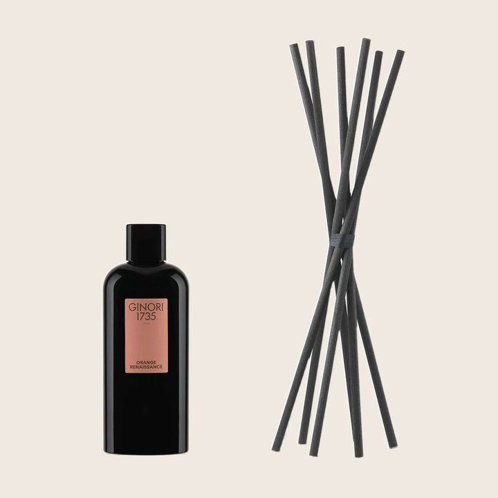 Sleek black diffuser set with Ginori 1735 Orange Renaissance fragrance.