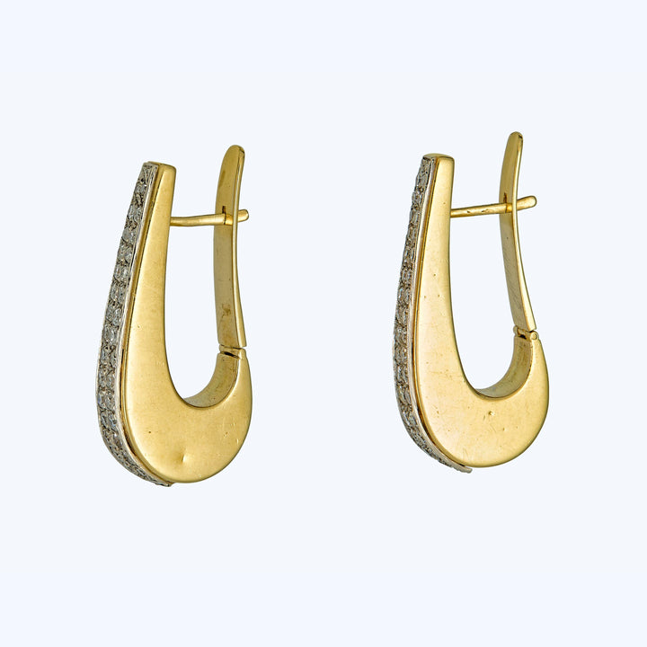 18Ky Tiffany & Co Vintage Hoop Gold & Diamond Earrings