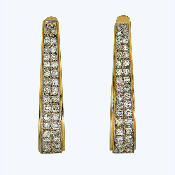 18Ky Tiffany & Co Vintage Hoop Gold & Diamond Earrings