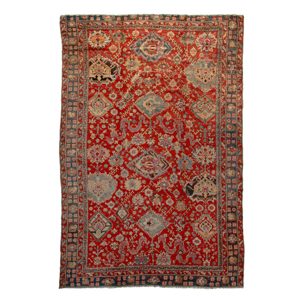 Red Vintage Traditional Wool Rug - 9'10" x 14'10"