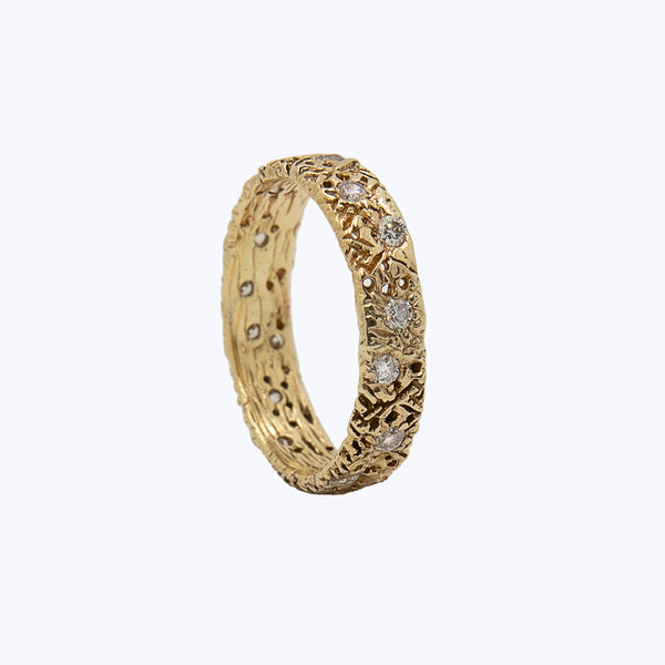14Kt Gold Lace Eternity Band With Diamonds - Ring (F302P) Ws600 Size-7 Diamond / 14K / 7
