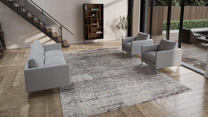 Grey Nu Vibrant Modern Silk Rug - 10' x 14'1"