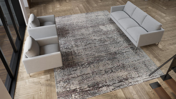 Grey Nu Vibrant Modern Silk Rug - 10' x 14'1"