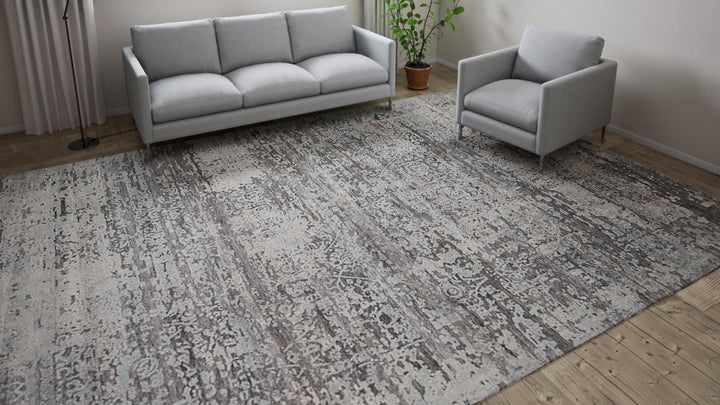 Grey Nu Vibrant Modern Silk Rug - 10' x 14'1"