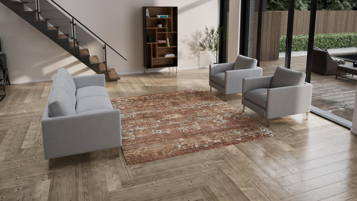 Brown Nu Vibrant Modern Tibetan Silk Rug - 8' x 9'11"