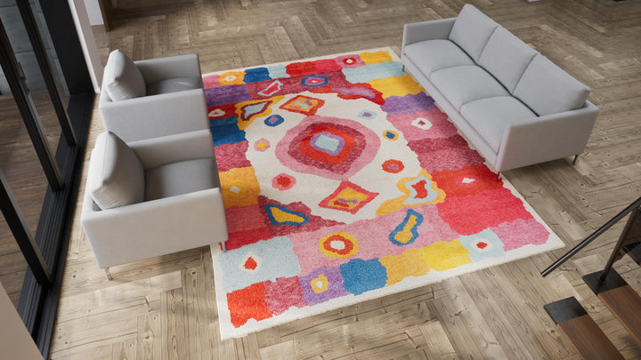 Multicolored Moroccan Wool Rug - 9'2" x 12'