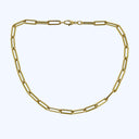 Italian Contemporary 18K Yellow Gold Large Paper Clip Chain Link Necklace 16"