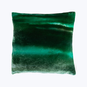 Tie-dye square pillow in dark green and blue hues. - hover