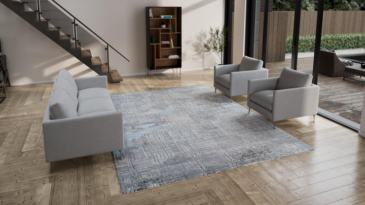 Grey Transitional Wool Blend Rug - 9'2" x 12'2"