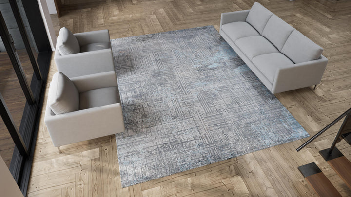 Grey Transitional Wool Blend Rug - 9'2" x 12'2"