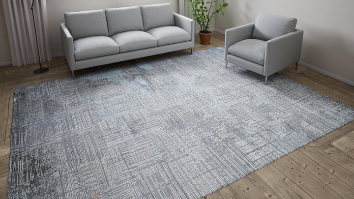Grey Transitional Wool Blend Rug - 9'2" x 12'2"