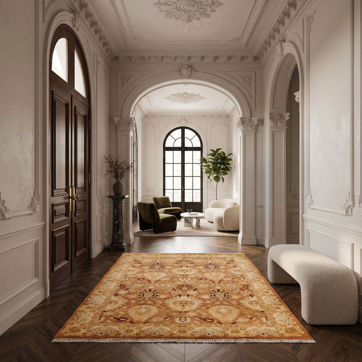 Orange Traditional Wool Rug - 6'2" x 9'5"