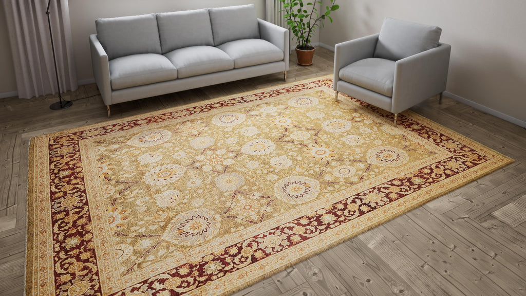 Gold Traditional Wool Rug - 8'1" x 10'8"