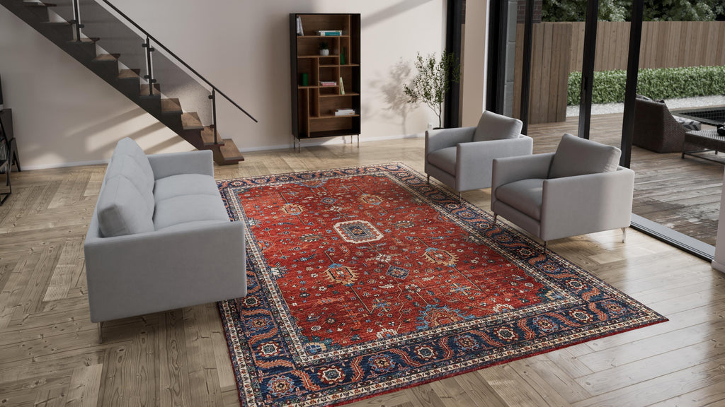 Red Traditional Wool Rug - 9'4" x 14'4"