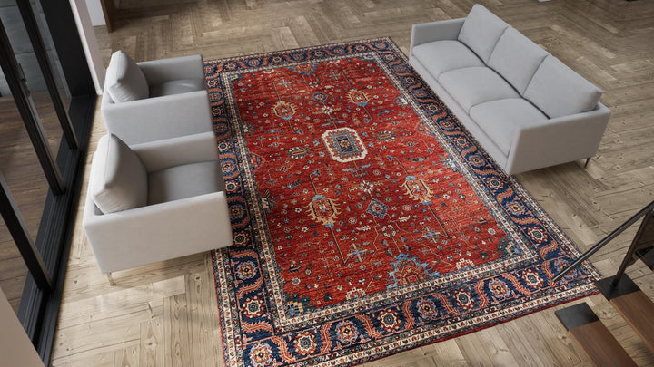 Red Traditional Wool Rug - 9'4" x 14'4"