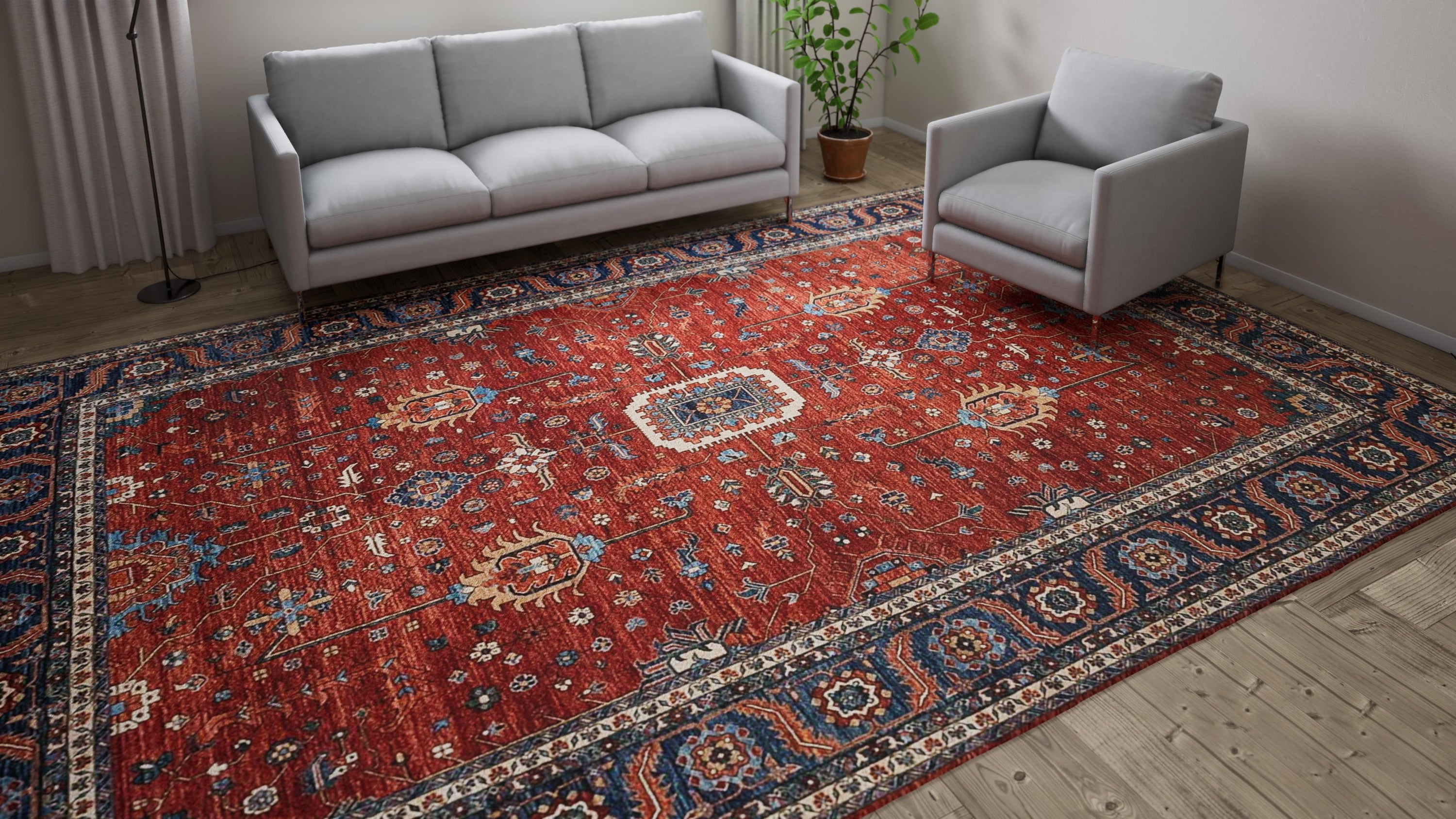 Red Traditional Wool Rug - 9'4" x 14'4"