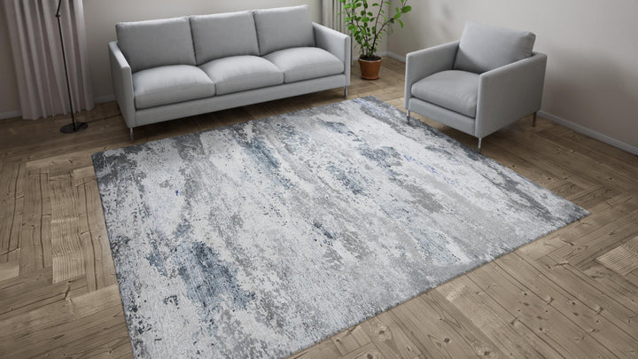 Grey Transitional Wool Blend Rug - 9'11" x 8'1"