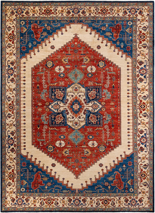Blue Traditional Wool Rug - 9'10