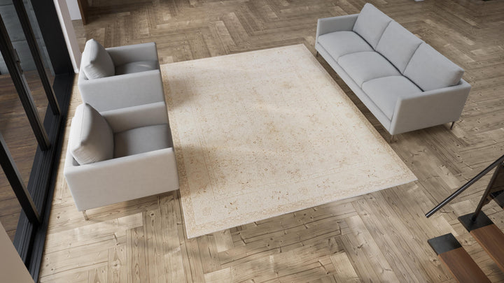 Beige Traditional Wool Rug - 8' x 10'4"