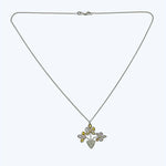 Platinum Fancy Color Diamond And Diamond Pendant On 14K Wg Chain