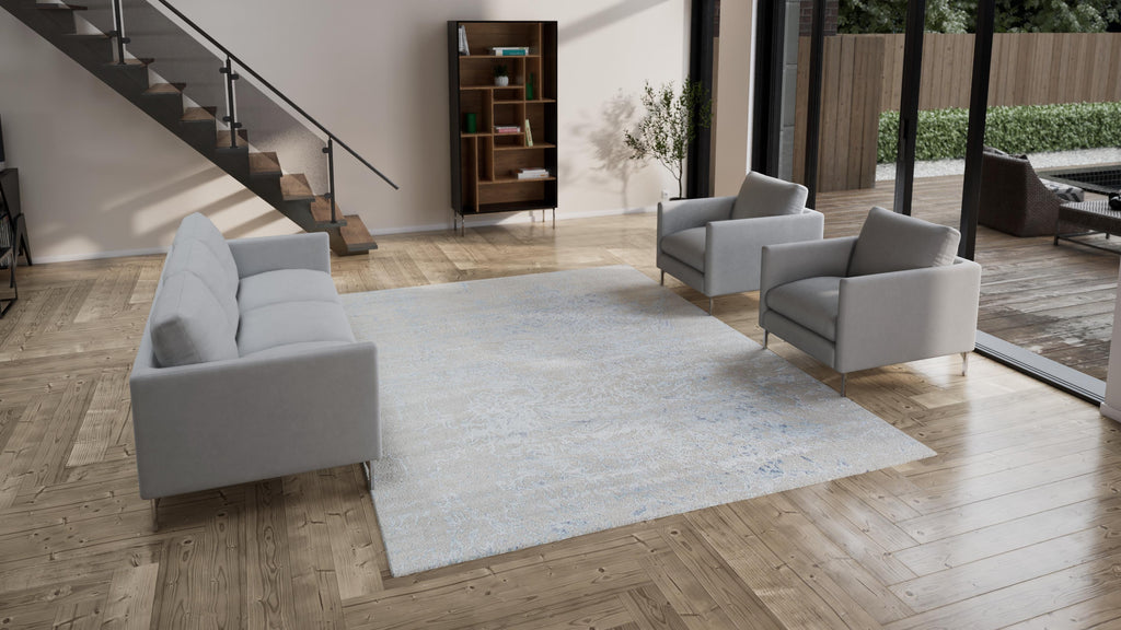 Textured Abstract Rug - Blue