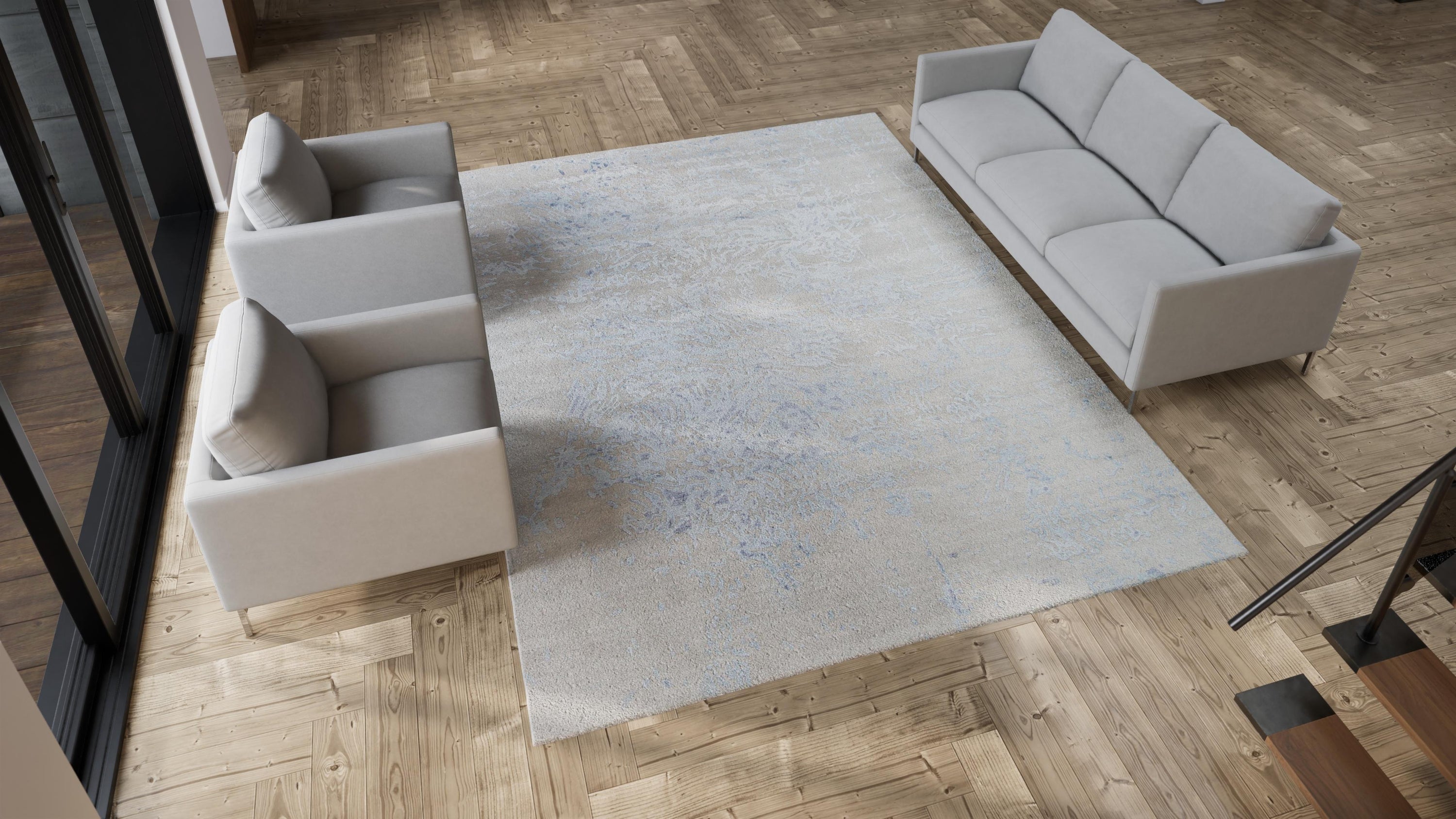 Textured Abstract Rug - Blue