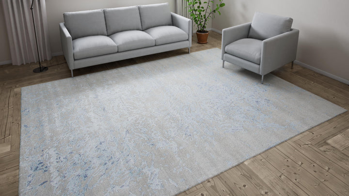 Blue Essentials Modern Bamboo Silk Wool Blend Rug