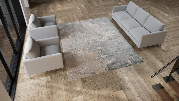 Beige Essentials Abstract Modern Wool Blend Rug