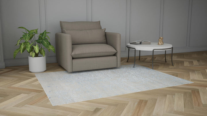 Blue Essentials Modern Bamboo Silk Wool Blend Rug