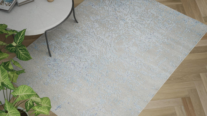 Blue Essentials Modern Bamboo Silk Wool Blend Rug