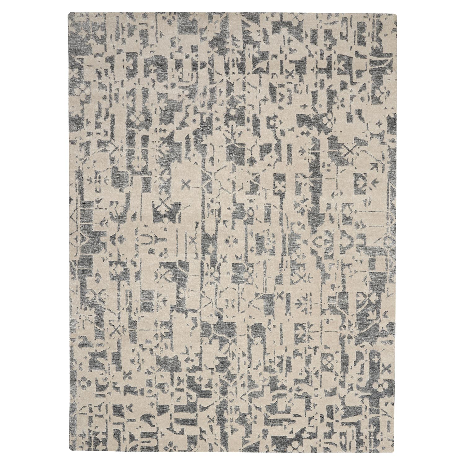 Grey & Cream Essentials Modern Bamboo Silk Wool Rug