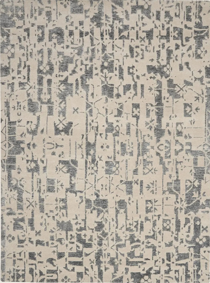Grey & Cream Essentials Modern Bamboo Silk Wool Rug