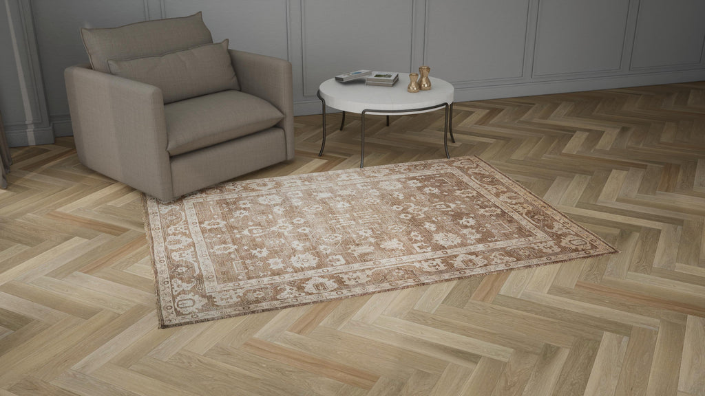 Beige and Brown Traditional Cotton Blend Rug