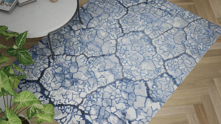 Blue Essentials Modern Wool Luxcelle Blend Rug