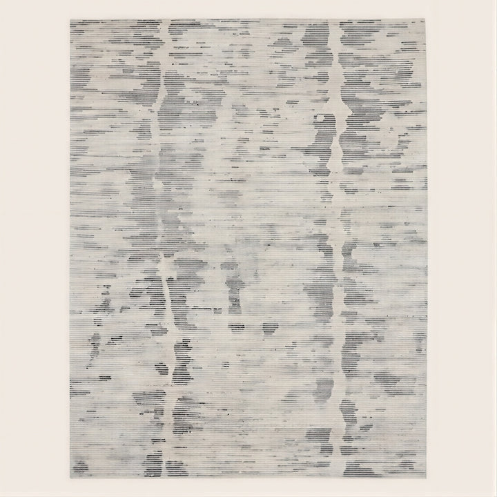 Cream Charcoal Essentials Ribbed Wool Blend Rug