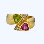 Vintage Tourmaline & Diamond Heart Ring, Size 5.25
