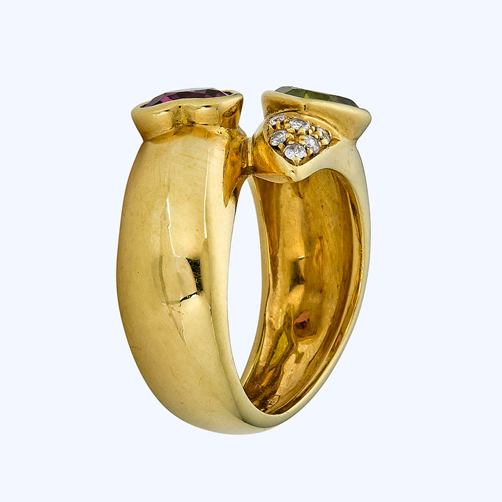 Vintage Tourmaline & Diamond Heart Ring, Size 5.25