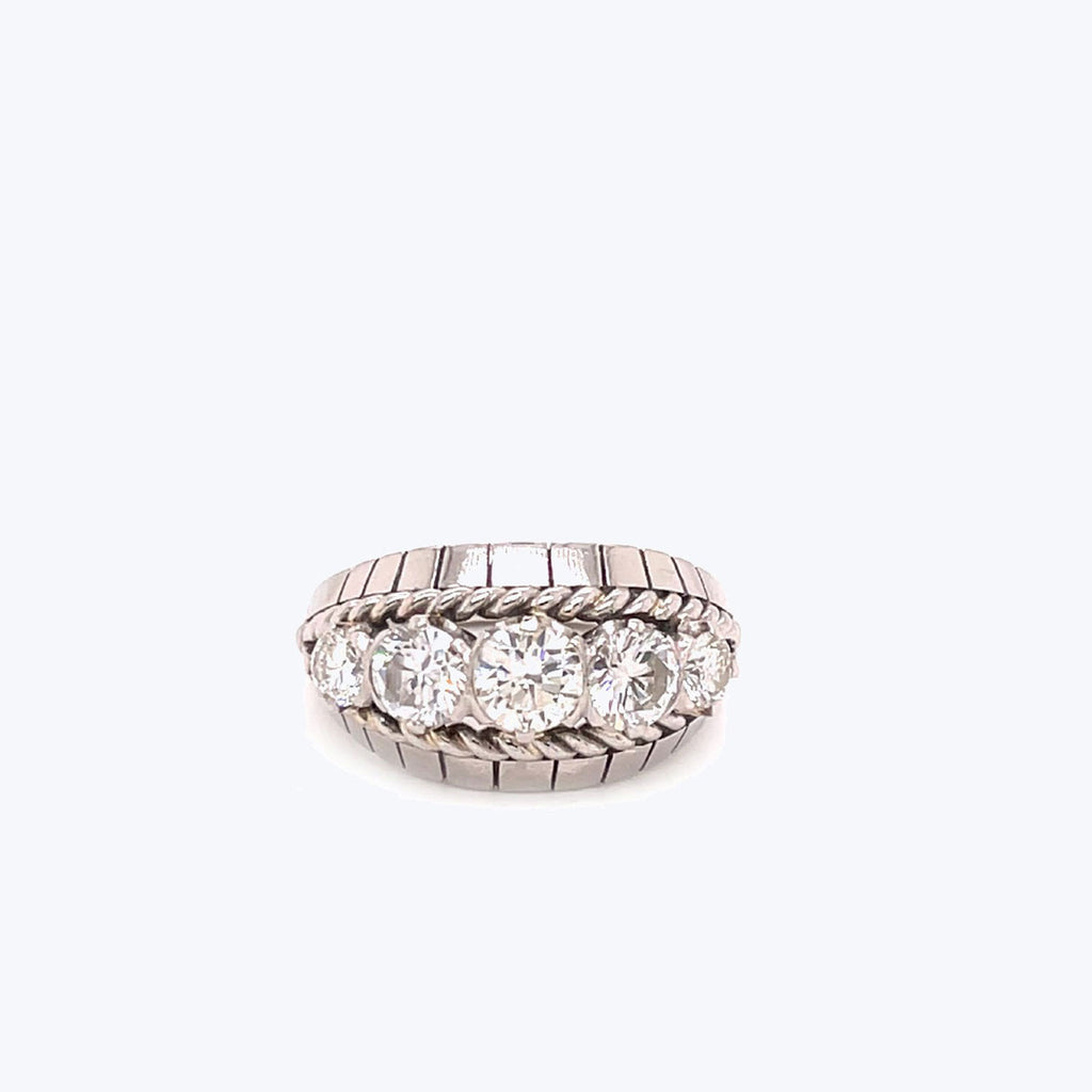 Art Deco Chaumet Platinum Diamond Ring, Size 4.75