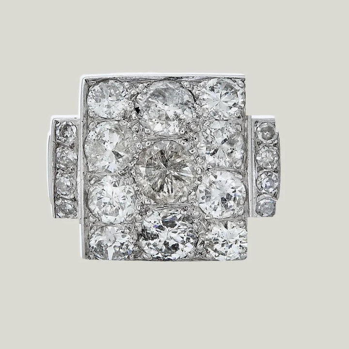 Retro French Platinum Diamond Ring