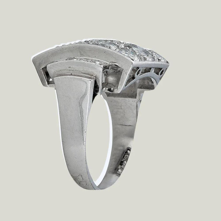 Retro French Platinum Diamond Ring