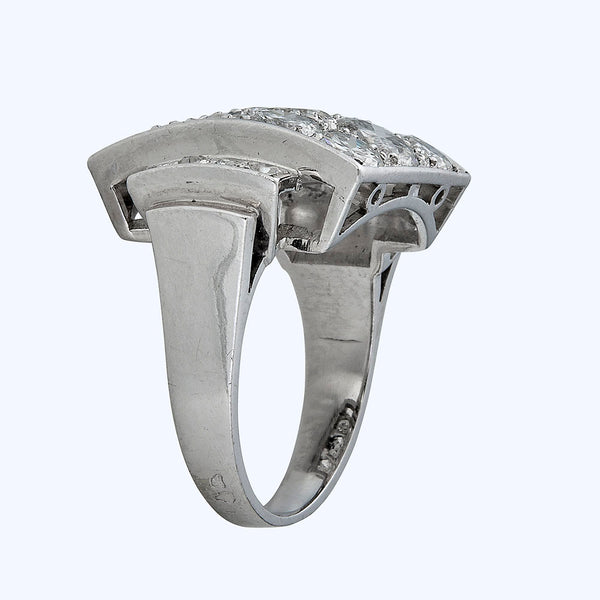 Retro French Platinum Diamond Ring