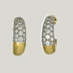 Vintage 18K Yellow Gold Diamond Hoop Earrings