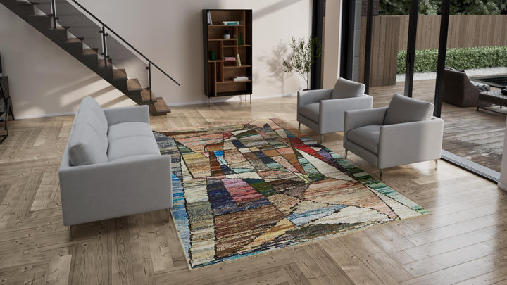 Multicolored Moroccan Wool Cotton Blend Rug - 8'3" x 12'7"