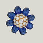 Vintage 18K Yellow Gold, Sapphire, And Diamond Ring