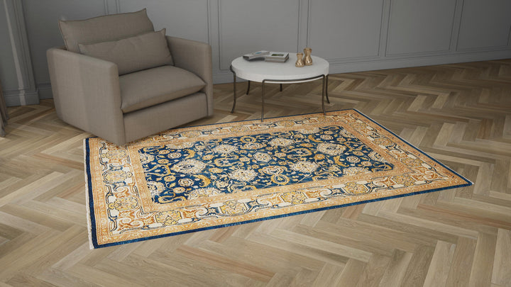 Blue Traditional Wool Rug - 6'1" x 9'