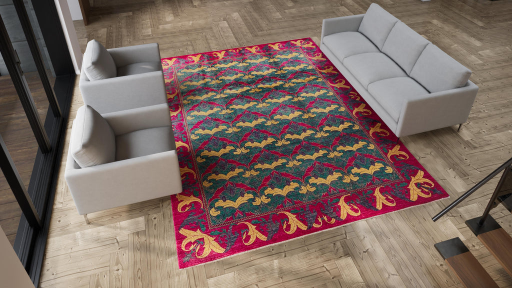 Multicolored Transitional Wool Rug - 9'1" x 12'