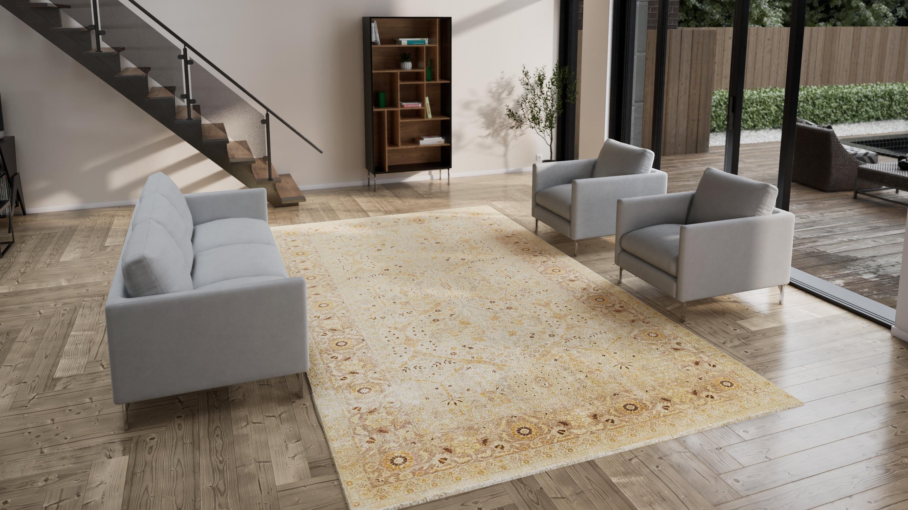 Ivory Traditional Wool Rug - 8'1" x 14'1"