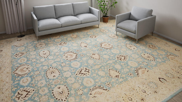 Blue Traditional Wool Rug - 12'2" x 15'10"